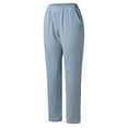 thumbnail image 3 of High Waist Cargo Pants Women Women Solid Linen Trousers Casual Baggy Elastic Waist Wide Leg Pants With Pockets, 3 of 9