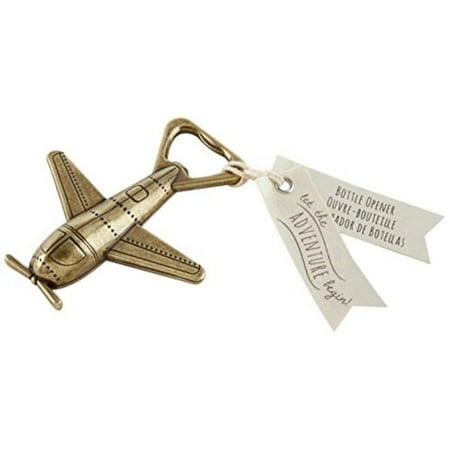 kate aspen let the adventure begin airplane bottle opener, wedding decoration, party favor, bronze