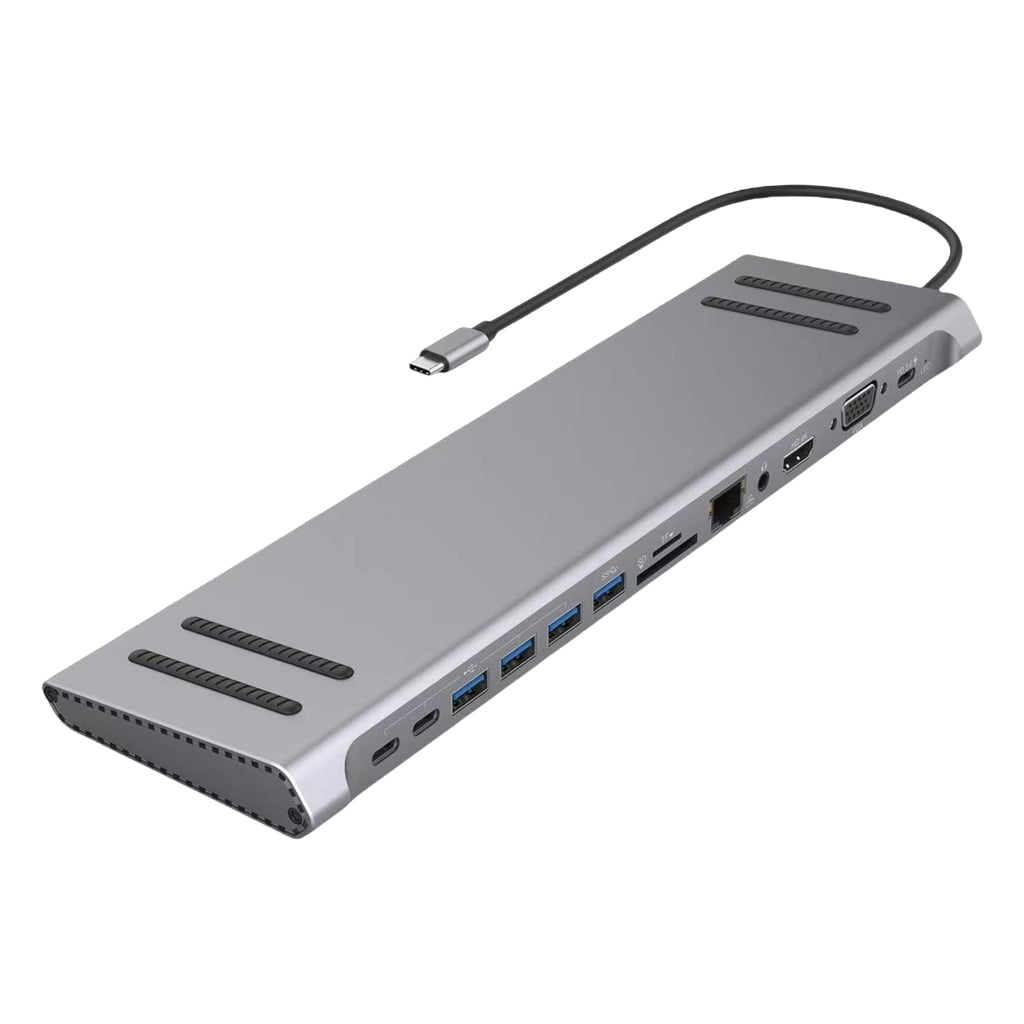 Gieenan Laptop USB C Docking Station 14Port Type C Hubs With HDMIs VGA And Card Slots