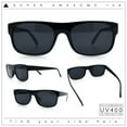 thumbnail image 2 of Manly Mad Dog Gangster All Black Rounded Rectangular Flat Top Sunglasses Shiny Black, 2 of 8