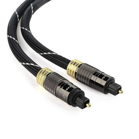 BasAcc 2-Pack 6' Audio TosLink Optical Digital Cable High Quality Surround Sound Audio Black/Gold