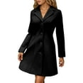 thumbnail image 6 of Winter Coat for Women Stand Collar Single Pea Coat Mid-Long Outwear with Pocket,Women's Fall Winter Elegant Single Long Wool Coat Overcoat, 6 of 7