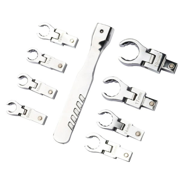 Llave combinada Llave Antióxido Llave intercambiable Cabeza Superficie pulida para industrial Trabajadores de bricolaje Mecánica , Llave de tubo de 9 Llave de tubo de 9 piezas shamjiam llave portatil