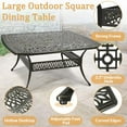 thumbnail image 3 of W WARMHOL 9 Piece Outdoor Patio Dining Set for 8, Cast Aluminum Large Square Dining Table & 2 Swivel Rocker Chairs, 6 Stationary, 8 Cushions, Umbrella Hole, Patio Furniture Set for Garden, Khaki, 3 of 7