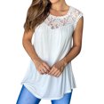 thumbnail image 4 of HUBERY Women Lace Rose Pattern Patchwork Crewneck Sleeveless Tank Top, 4 of 5