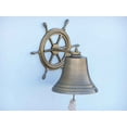 thumbnail image 3 of Handcrafted Cast Iron - Antique Brass Hanging Ship Wheel Bell 8"", 3 of 4