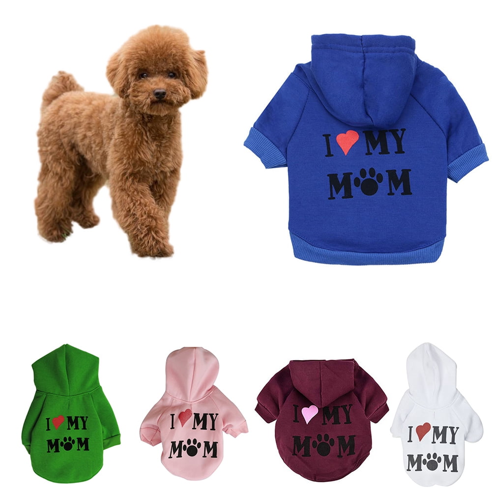 Howstar Pet Clothes Puppy Hoodie Sweater Dog Coat Warm Sweatshirt Love My Mom Printed Shirt 