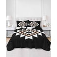 thumbnail image 3 of Black White Beige Boho Full Size Down Alternative Comforter, Lightweight Comforter Quilt Bedding Set with Pillow Shams Western Geometric Aesthetic All Seasons Bed Comforter Duvet Insert 78"x90", 3 of 7
