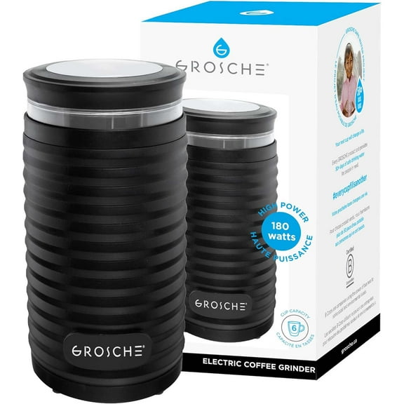 GROSCHE BREMEN Blade Electric Coffee Grinder, Stainless Steel Electric Grinder with easy storage, 180 Watts High Power Motor