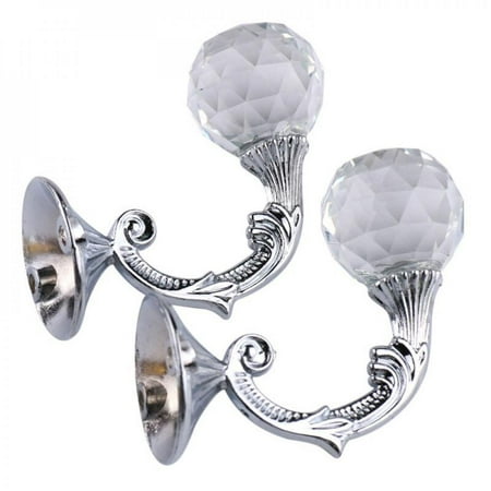 

Clearance Sale Home 2Pcs crystal ball metal curtain hook Wall Tie Back Hanger Holder Curtain Hanging curtains tie back home supplies