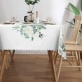 thumbnail image 4 of Green Leaves Tablecloths White Flower Polyester Rectangle Table Cloth Washable Seasonal Tabletop for Kitchen Dinning Party Outdoor Picnic 60 x 84 Inch Tablecloths, 4 of 7