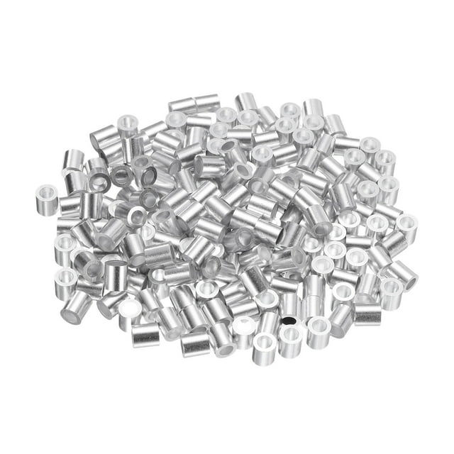 200 Pcs Aluminum Crimping Loop Sleeves for 5/32" Diameter Wire Rope, Round Wire Rope Sleeve for Cable Line End