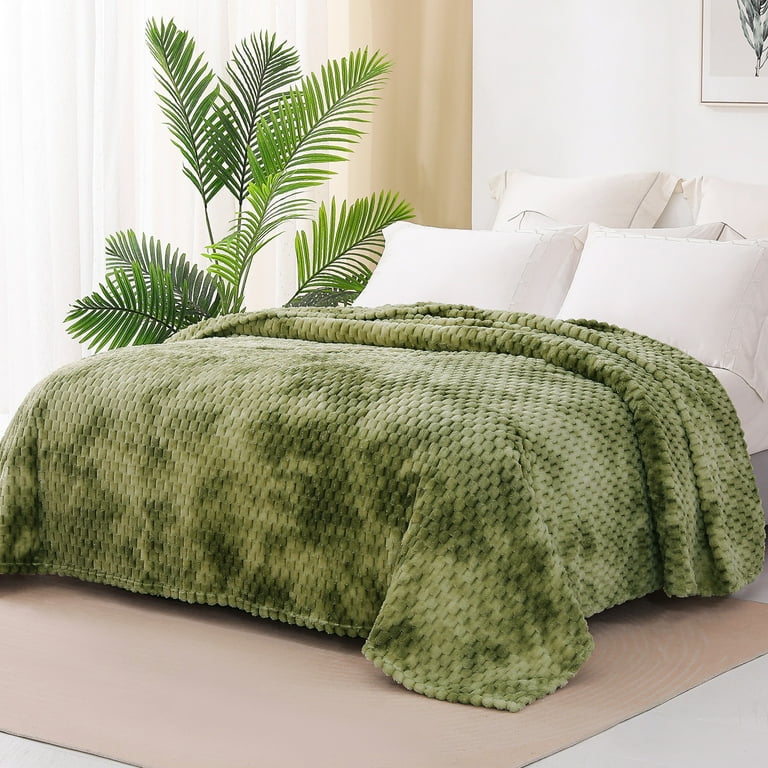 Exclusivo Mezcla Twin Size Flannel Fleece Blanket 60x80 Inches Stylish Jacquard Velvet Plush Blanket for Bed Cozy Warm Lightweight and Decorative Olive Green Blanket Walmart