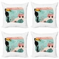 thumbnail image 1 of Graphic Beach Throw Pillow Cushion Case Pack of 4, Abstract Composition with Van and Toucan in Underwater and Under Sky, Modern Accent Double-Sided Print, 4 Sizes, Multicolor, by Ambesonne, 1 of 2