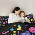thumbnail image 4 of Feelyou Cycle Memphis Teens Bedding Comforter Set 7pcs, Abstract Lines Queen Bedding Sets, 4 of 8