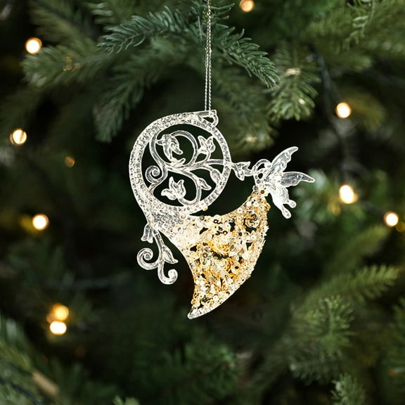 RuiJiao Gift Christmas Tree Decoration: Transparent Acrylic Snowflake Pendants, Crystal Angel Ornaments