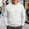 thumbnail image 5 of Crewneck Sweatshirt Zaewscy Men Long Sleeve Solid Round Neck Pocket Sport Sweatshirts White S, 5 of 9