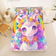 thumbnail image 5 of Erosebridal Colorful Cute Unicorn Full Size Sheets,Multicolor Flowers Rainbow Print Bed Sheets For Kids 4-Piece, 5 of 6