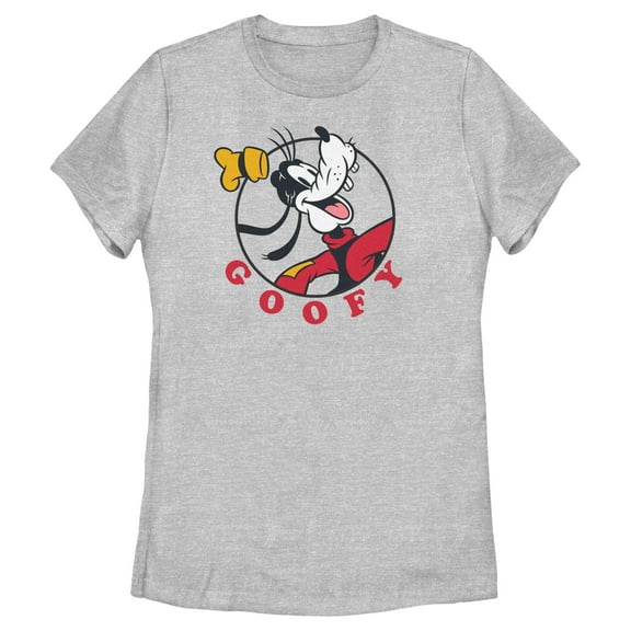 Women's Mickey & Friends Goofy Circle Portrait  Graphic Tee Athletic Heather Medium