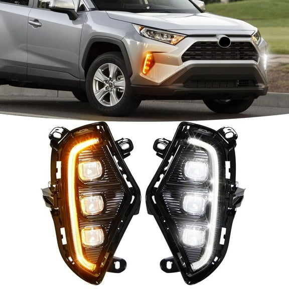 1 Pair LED Fog light For Toyota RAV4 2019 2020-2024 Daytime Running light w/Turn Signal
