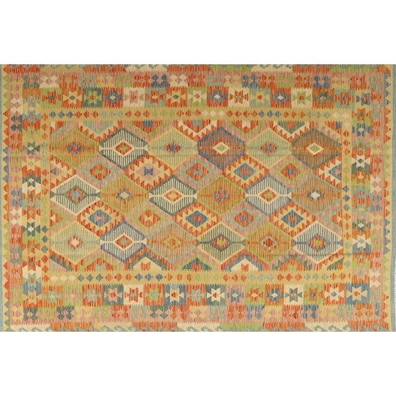 Ahgly Company Machine Washable Indoor Rectangle Contemporary Metallic Gold Area Rugs, 4' x 6'