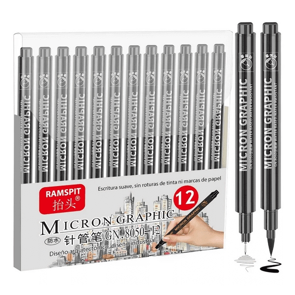 Estilografos Fineliner Lettering Manga Bosquejo 12pcs GRIS