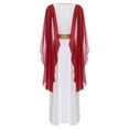 thumbnail image 4 of Choomomo Womens Greece Queen Cosplay Gold Trims Robe Dress Ancient Greek Roman Toga Costume Burgundy M, 4 of 7