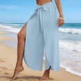 thumbnail image 3 of PBFRDSJ Loose Pants for Women Drawstring Elastic Waisted High Slit Wide Leg Pants Casual Comfy Palazzo Flowy Trousers, 3 of 8