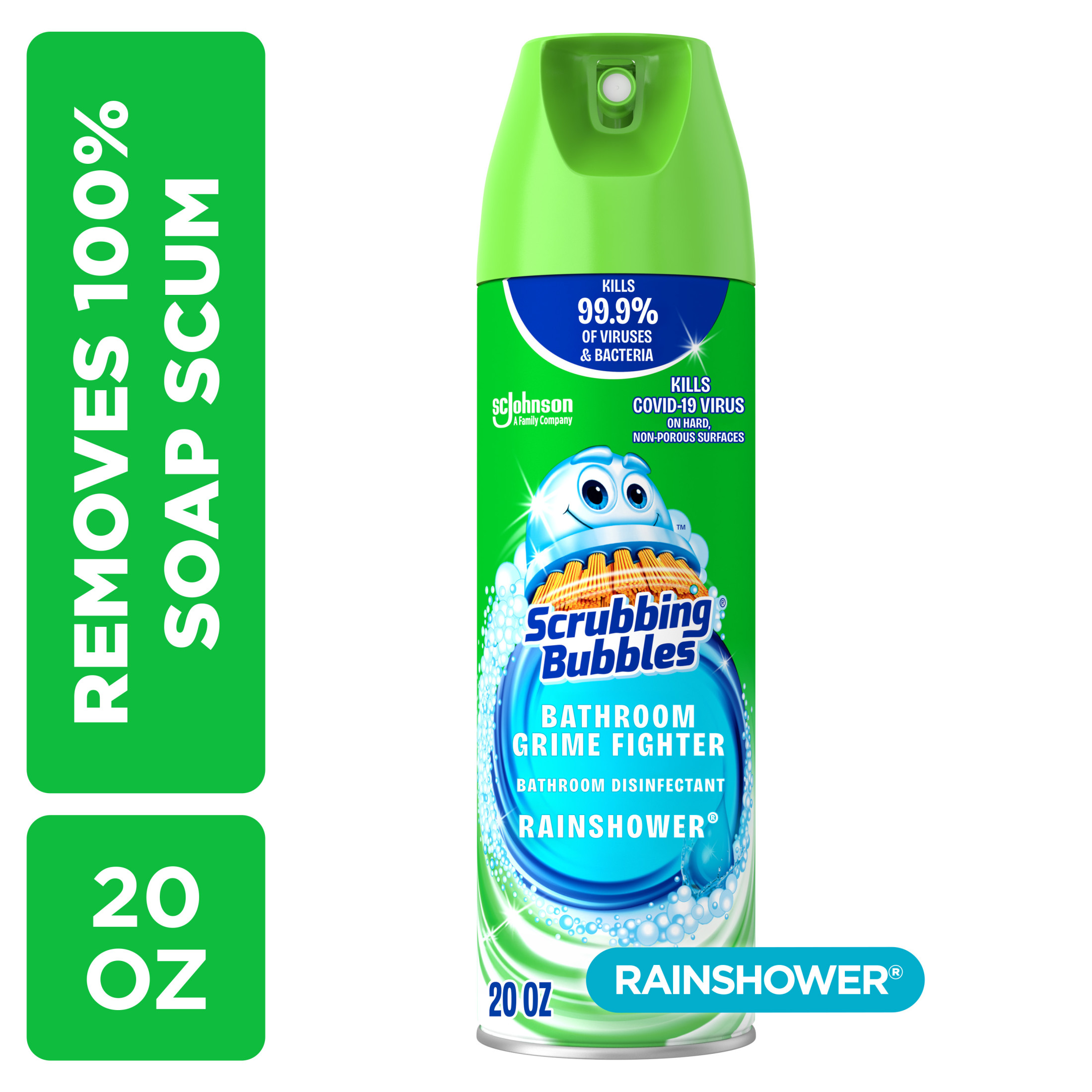 Scrubbing Bubbles Disinfectant Bathroom Shower & Tub Cleaner Grime Fighter Aerosol Spray, Rainshower, 20 oz