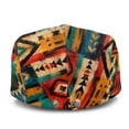 thumbnail image 3 of FUIALDOLG Polyester Newsboy Hat for Outdoor Summer Driving, Soft Retro Forward Beret Hat, Boho Geometric Print, 3 of 4