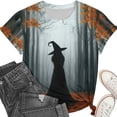 thumbnail image 5 of Witch Funny Graphic Tees for Women Round Neck Short Sleeve Loose Fall Tops Fall Shirts Multicolor M, 5 of 7