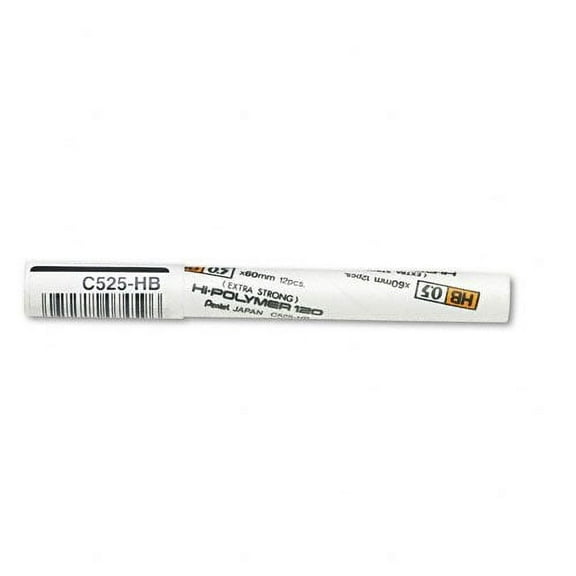 Pentel : Premium Hi-Polymer Lead Refills, 0.5mm, HB, Black, 12 Leads per Tube -:- Sold as 2 Packs of - 12 - / - Total of 24 Each