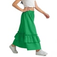 thumbnail image 7 of Miluxas Maxi Skirt for Girl Casual High Waisted Elastic Flowy Tiered Boho Long Skirts Summer Beach Vacation Clothes Green 8-9 Years, 7 of 7