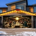 thumbnail image 6 of Christmas Garage Door Cover Banner 157.48x70.87 Inch Fluorescent Glows in Dark 2D Flat Holiday Garage Door Decorations with Cartoon Santa Xmas Outdoor Indoor Party Decor, 6 of 7