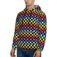 thumbnail image 3 of Sikiie Rainbow Chequerboard Men's Hoodie, Essentials Hoodie, Sweatshirt, Pullover Hooded Sweatshirt for Men-4X-Large, 3 of 7