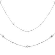 POMPEII3 Pompeii 1/4ct Diamonds Bezel Station Necklace 18" 14K White Gold Womens