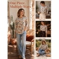 thumbnail image 6 of Cuteduck Women Plus Size Printed Tunic 3/4 Sleeve Fall Pleated Round-neck Casual Loose Ruffled Top 1X-5X, 6 of 9