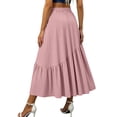 thumbnail image 7 of Purcolt Women High Waisted Knee-Length Skirt Solid Color Casual Skirts A-Line Elastic Waist Skirt, 7 of 7