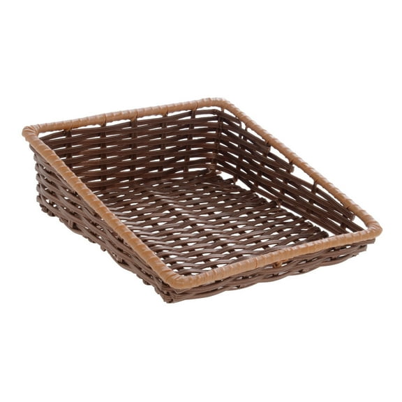 HUBERT® Wicker Storage Basket Tu-Tone Dark Brown Caramel Plastic - 11 1/2"L x 12"D x 4"H