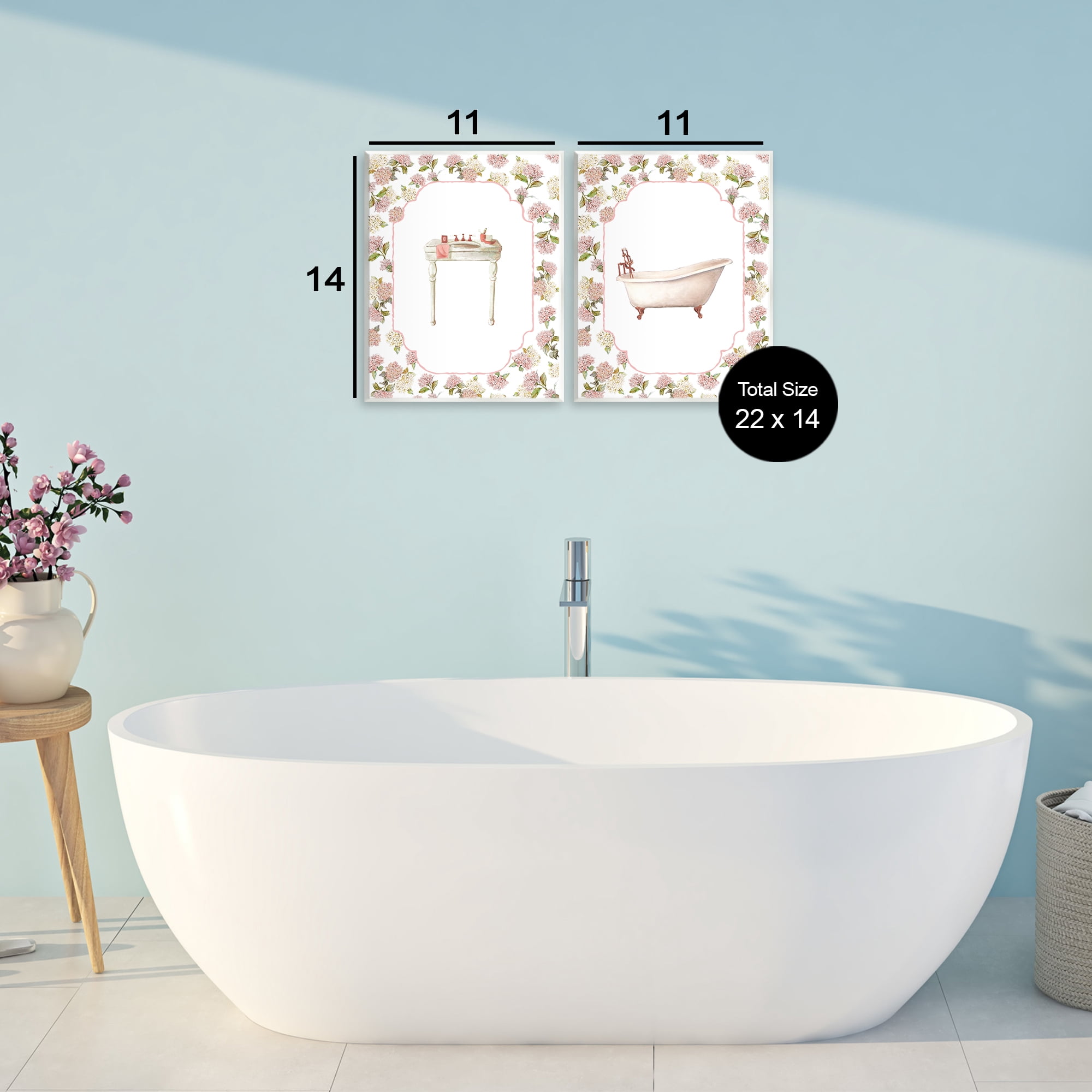 Stupell Industries Elegant Hydrangeas Bathroom 2 Piece Wall Plaque Art Set, design by Carol Robinson
