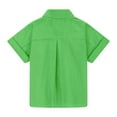 thumbnail image 6 of MIXUE Toddler Girls Tops & T-Shirts Linen Summer Solid Color Lapel Button Up Short Sleeve Loose Casual T Shirts Sportwear,Green,3-4 Years, 6 of 6