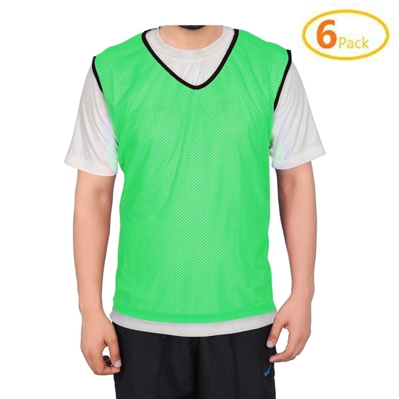 GSi Training Pinnies for Soccer, Basketball, Football Jerseys (Pack of 6) for Youth & Adults - Large Sports Bibs -5 Colors