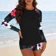 thumbnail image 7 of Erwazi 2 Piece Tankini Swimsuits for Women Crew Neck Long Sleeve Printed Modest Swim Set Swim Top Botleg Bottom Suit Set, 7 of 7