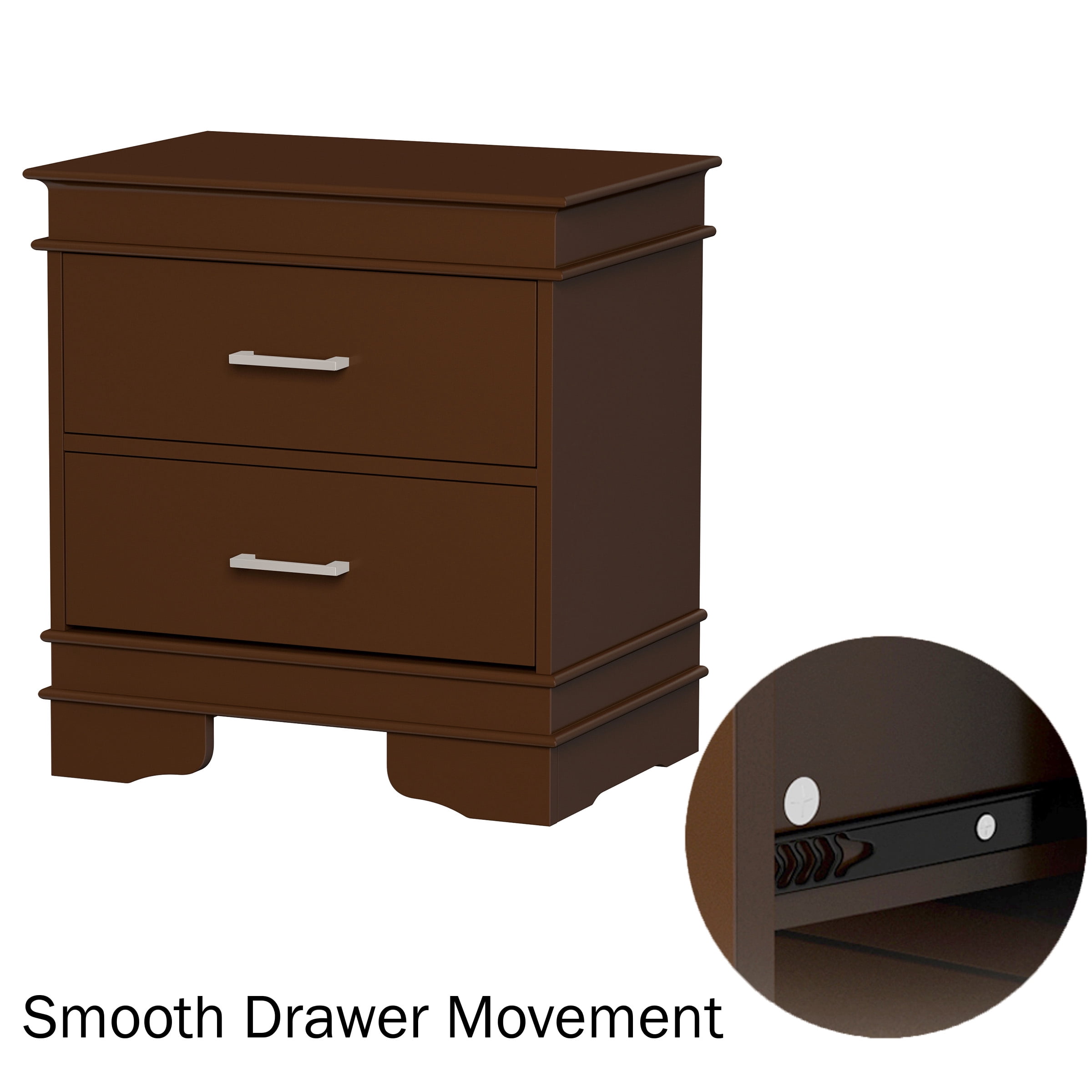 Lavish Home Set of 2 24-inch Traditional Night Stands with Drawers, Dark Brown