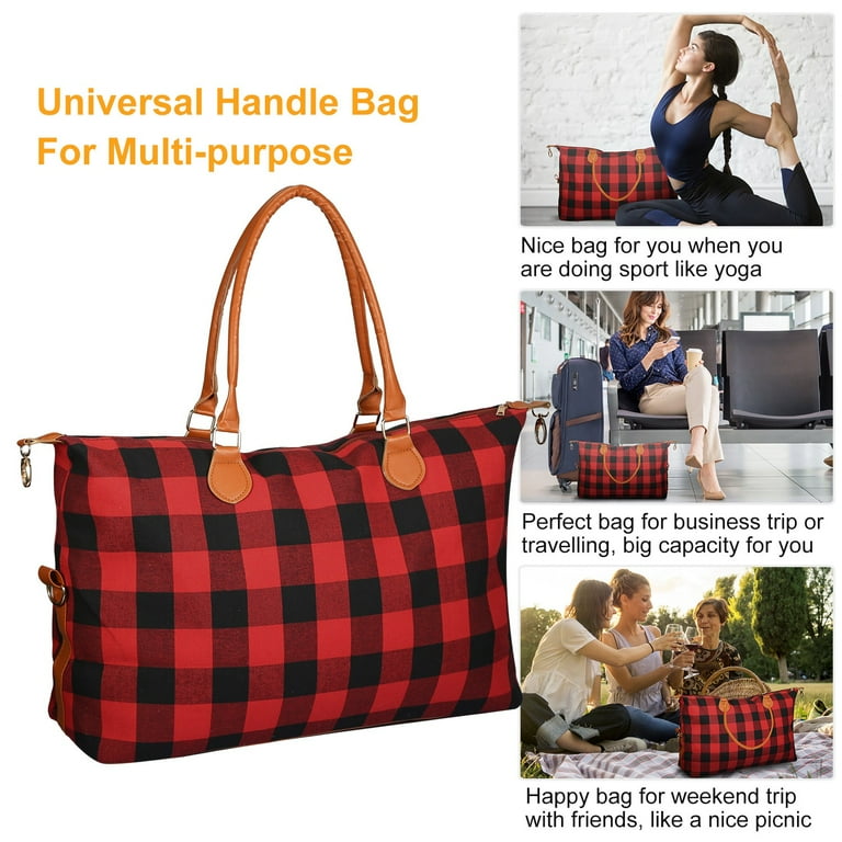 Checkerboard Tote Bag, Large Capacity Portable Shoulder Bag