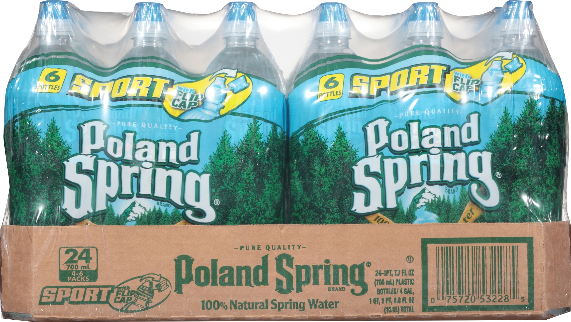 Poland Spring\xc2\xae 100% Natural Spring Water 24-700mL Sport Bottles with Flip Cap