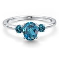thumbnail image 3 of Gem Stone King 14K White Gold London Blue Topaz Engagement Ring for Women | 1.26 Cttw | Oval 7X5MM | Gemstone November Birthstone | Size 5, 3 of 6