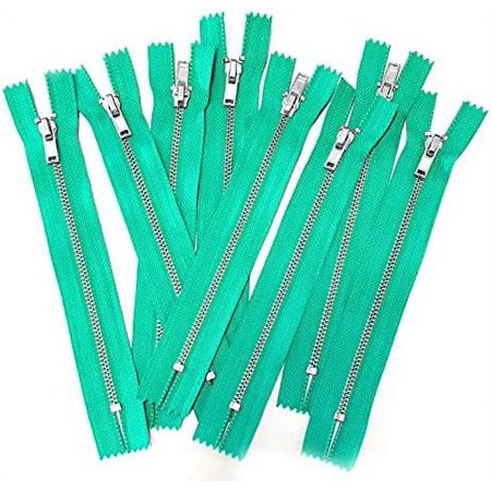10 pcs Silver Metal Teeth #3 Teeth Zippers - & (Green  10 inch)