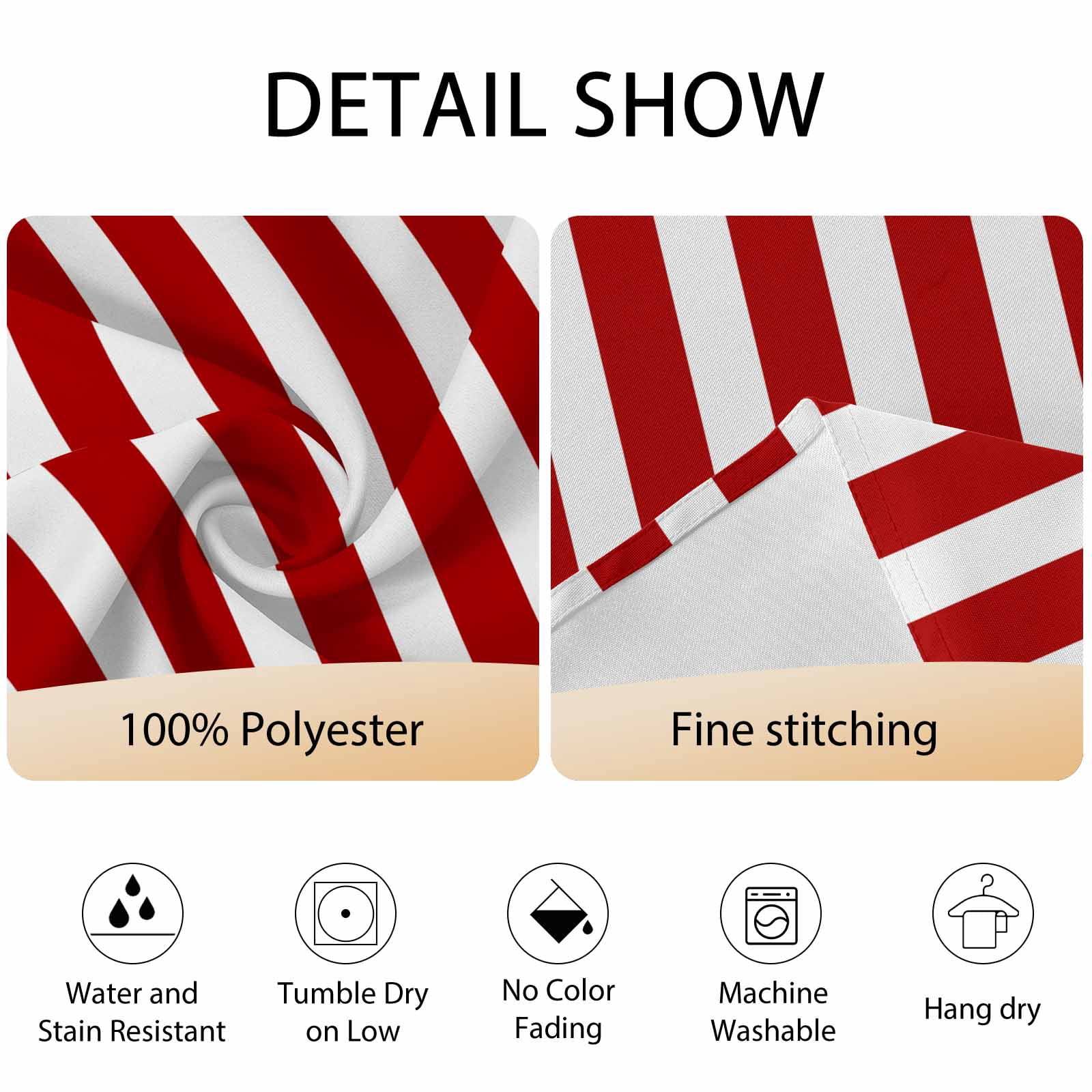 Round Tablecloth Red White Vintage Striped Waterproof Oil Proof Polyester Table Cloth Cover Decor for Home Dining Outdoor,Patio,Parties, 54" Dia. Abstarct Modern Geometric Art