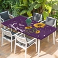thumbnail image 2 of Purple Sunshine Sunflower Table Cloths for 4 Foot Rectangle Tables, Pastoral Bees Farmhouse Floral Patio Waterproof Elastic Fitted Tablecloths, Washable Rectangular Table Cover for Camping, 2 of 8